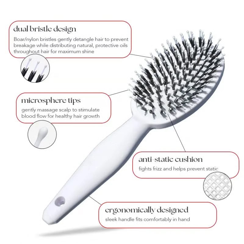 TIKTROVE Miracle Brush –Smoother, Stronger, Shinier Hair - Boar Bristle Brush