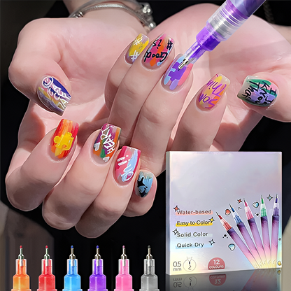 🎨12 Colors Nail Art Pens Set