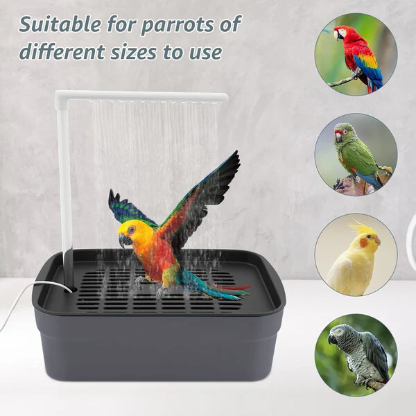 🔥 🦜💦Automatic ABS Bird Bath Shower, Parrot Bathtub with Circulating Faucet for Pet Bird