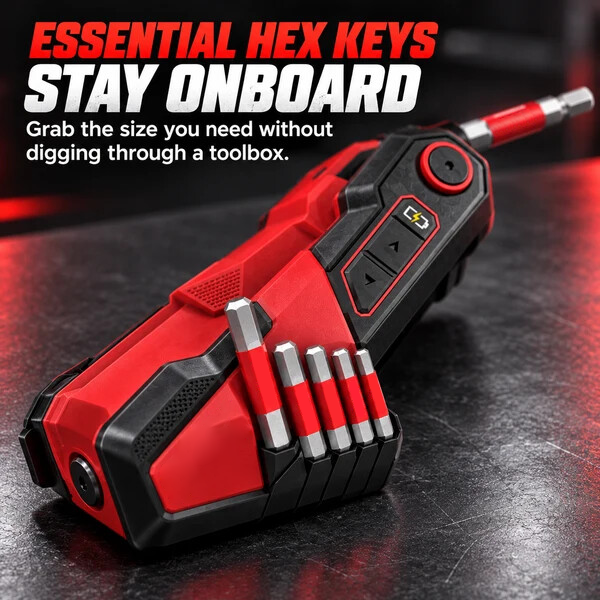 ⚡ Powered Hex Key Driver Kit – 3-Angle Folding Head, LED Light & 27-Piece Bit Set