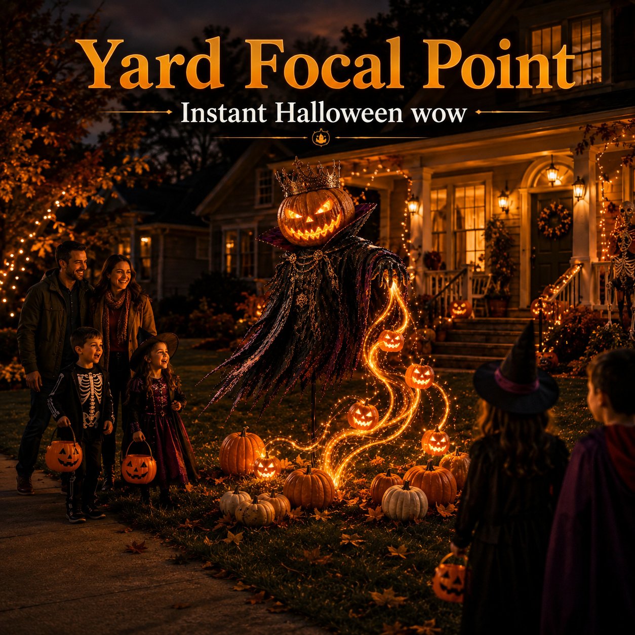 👑🎃 Pumpkin King Halloween Yard Decor|Solar Operated Day‐Night Ornament For Garden
