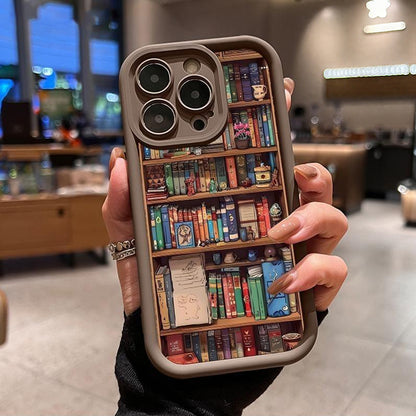 Cartoon Bookshelf Pattern Shockproof Non Slip Military-Grade Protective Silicone Cover
