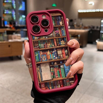 Cartoon Bookshelf Pattern Shockproof Non Slip Military-Grade Protective Silicone Cover