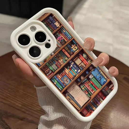 Cartoon Bookshelf Pattern Shockproof Non Slip Military-Grade Protective Silicone Cover