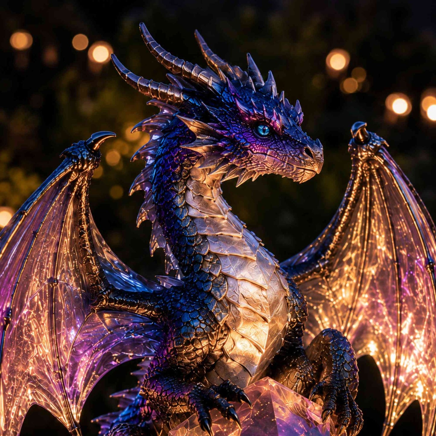 Amethyst Crystal Dragon Solar Garden Light, LED Dragon Statue Outdoor Yard Patio Decor, Waterproof Fantasy Garden Ornament, Gift for Dragon Lovers