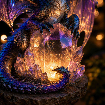 Amethyst Crystal Dragon Solar Garden Light, LED Dragon Statue Outdoor Yard Patio Decor, Waterproof Fantasy Garden Ornament, Gift for Dragon Lovers