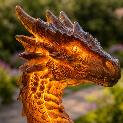 Amethyst Crystal Dragon Solar Garden Light, LED Dragon Statue Outdoor Yard Patio Decor, Waterproof Fantasy Garden Ornament, Gift for Dragon Lovers