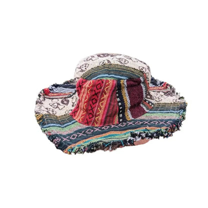 🎩Patchwork Multicolored Mushroom Hemp Hat with Hidden Pocket Fedorahats