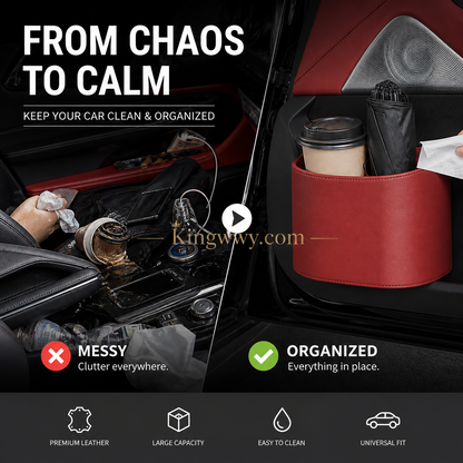 Leather Car Door Cup Holder – Wide‑mouth opening, easy reach for drinks & phone. Clip‑on secure fit. PU leather, tough & stylish. 🛡️✨