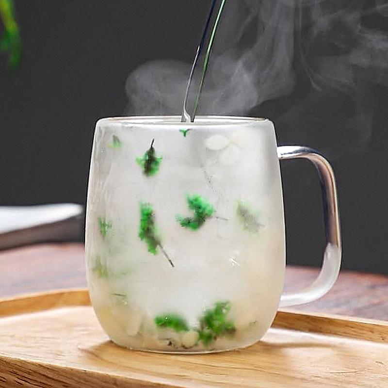 🎄🌸Transparent Double Glass Flower Tea Cup