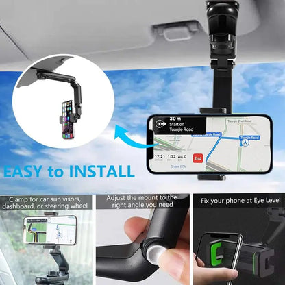 New 1080° Multi-function Sun Visor Universal 360 Degree Rotating Phone Holder