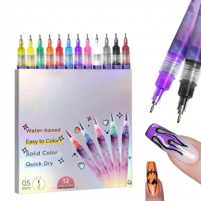 🎨12 Colors Nail Art Pens Set