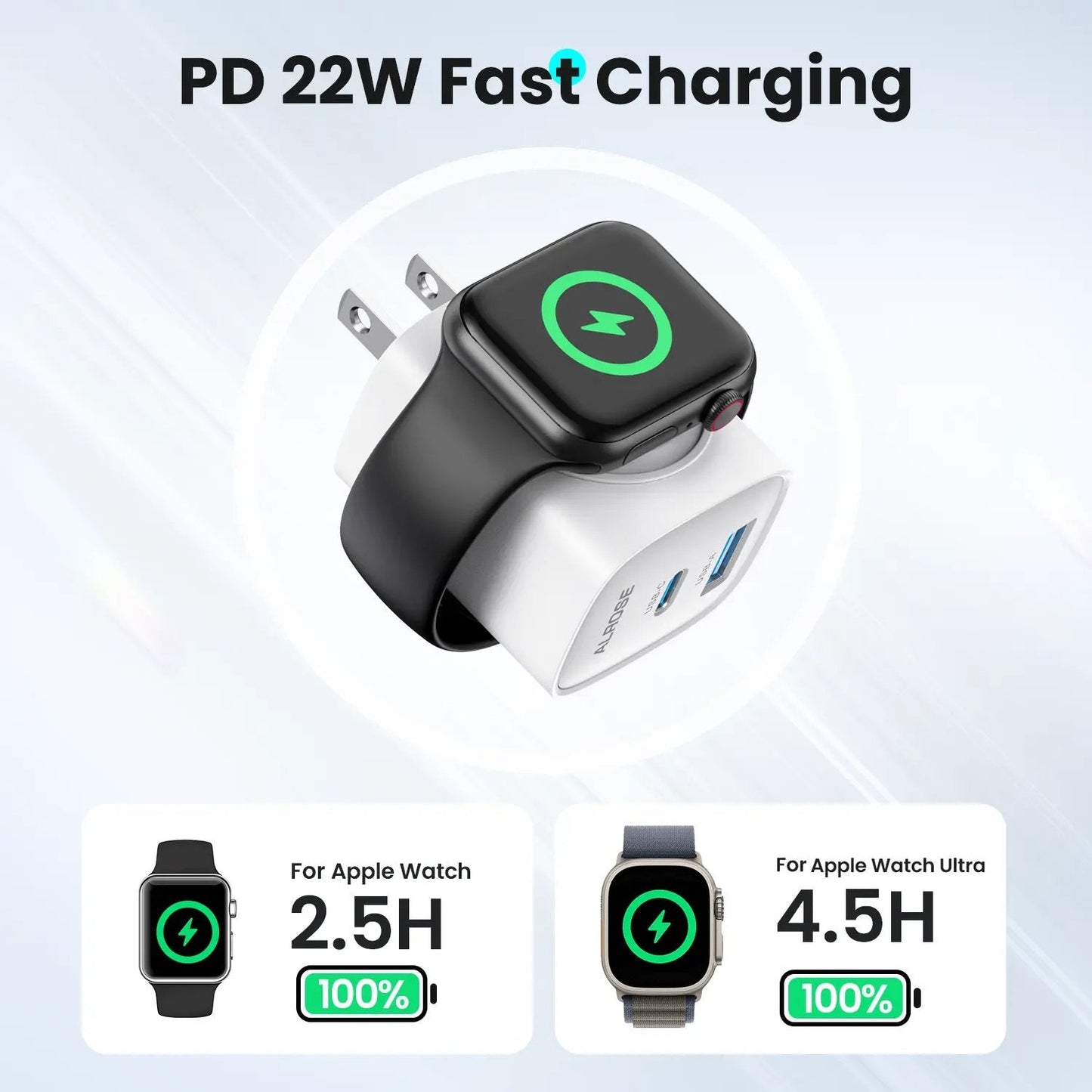 3-in-1 Magnetic Wireless Cordless PD USB-C Wall Charger Block