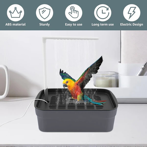🔥 🦜💦Automatic ABS Bird Bath Shower, Parrot Bathtub with Circulating Faucet for Pet Bird