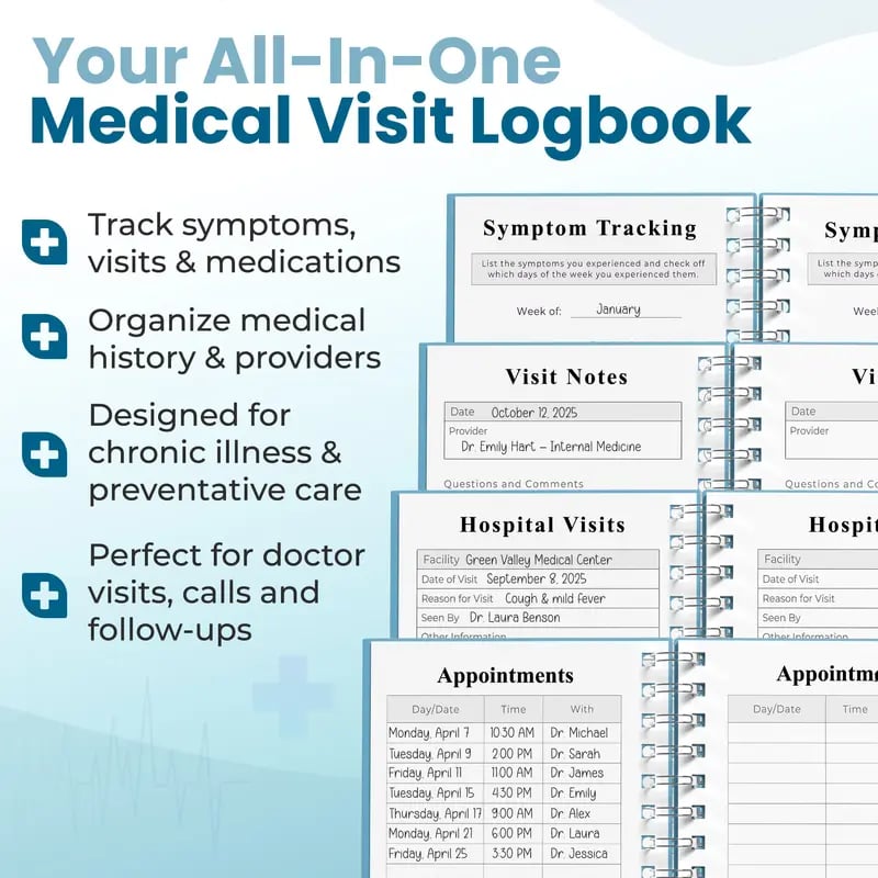 🔥 🩺❤️Doctor-Approved Medical Visit Logbook: Your Essential Medical Planner (📘Vegan Leather)