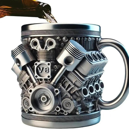 Stainless Steel Mug - V8 Engine Design
