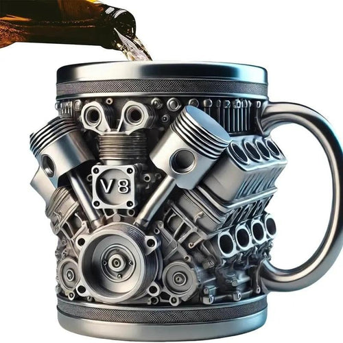 Stainless Steel Mug - V8 Engine Design