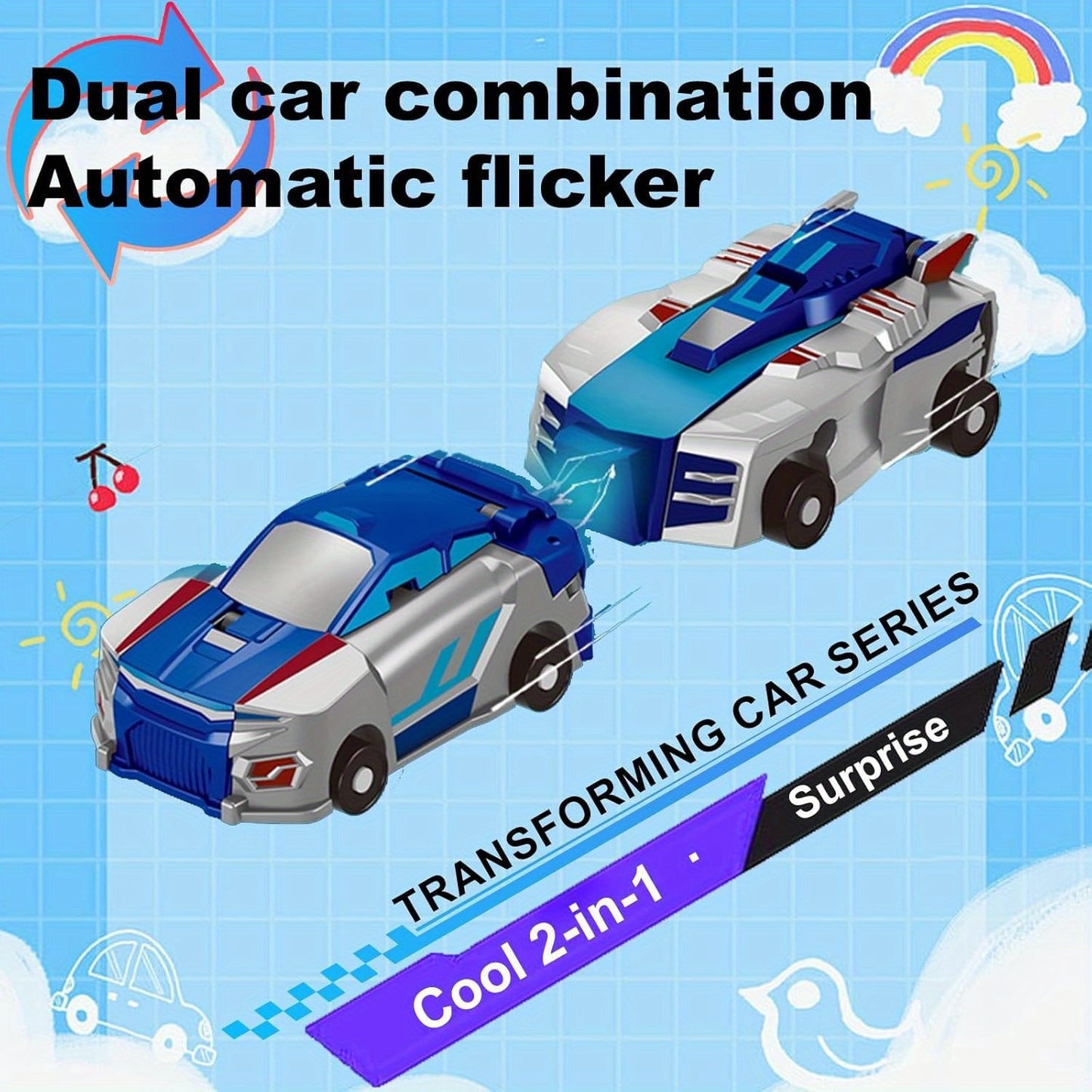 ⛄2-in-1 Transforming Race Car Dinosaur Automatic Transforming Toy