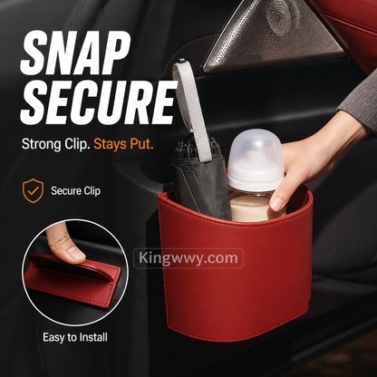 Leather Car Door Cup Holder – Wide‑mouth opening, easy reach for drinks & phone. Clip‑on secure fit. PU leather, tough & stylish. 🛡️✨