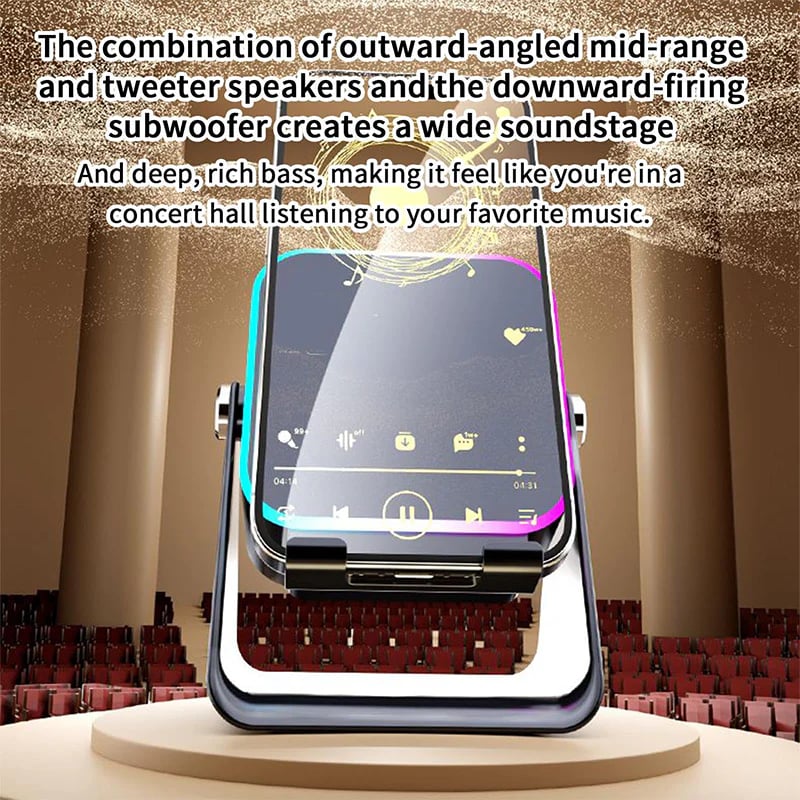 🎶📱  5-in-1 Wireless Induction Bluetooth Speaker with Adjustable Phone Stand