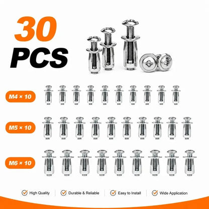 🔩 30PCS/90PCS Button Rivet Locking Nuts Set