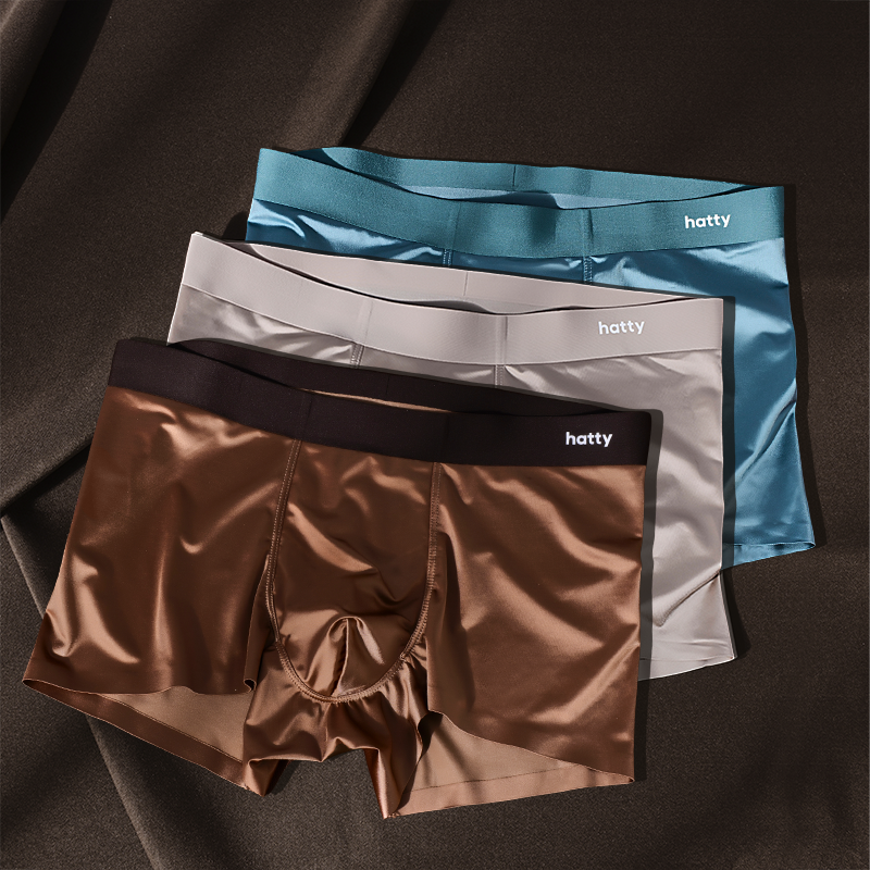 Elegant Silk Men's Ice Silk Underwear Mulberry Silk Antimicrobial Men's Boxer Briefs