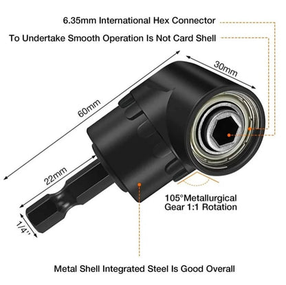🔥 🛠️6Pcs Right Angle Drill Attachment Set with 105° Angle Drill Adapter and Impact Grade Socket Adapter
