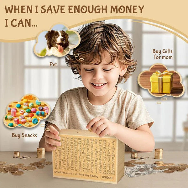 🎁Family Fun Savings Box🎁 Wooden Cash Saving Box