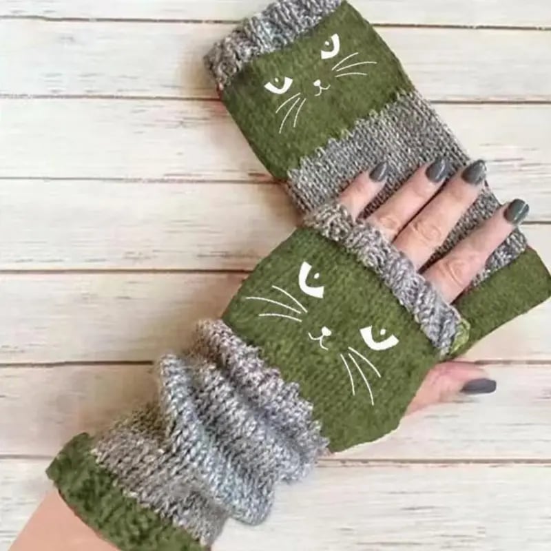 🎁🐱Knitted Fingerless Gloves🧶