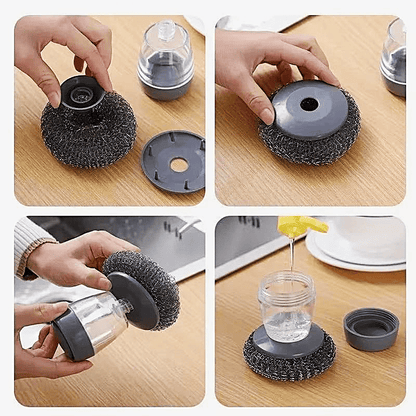🧽 Comfort Grip Soap Dispensing Kitchen Scrub