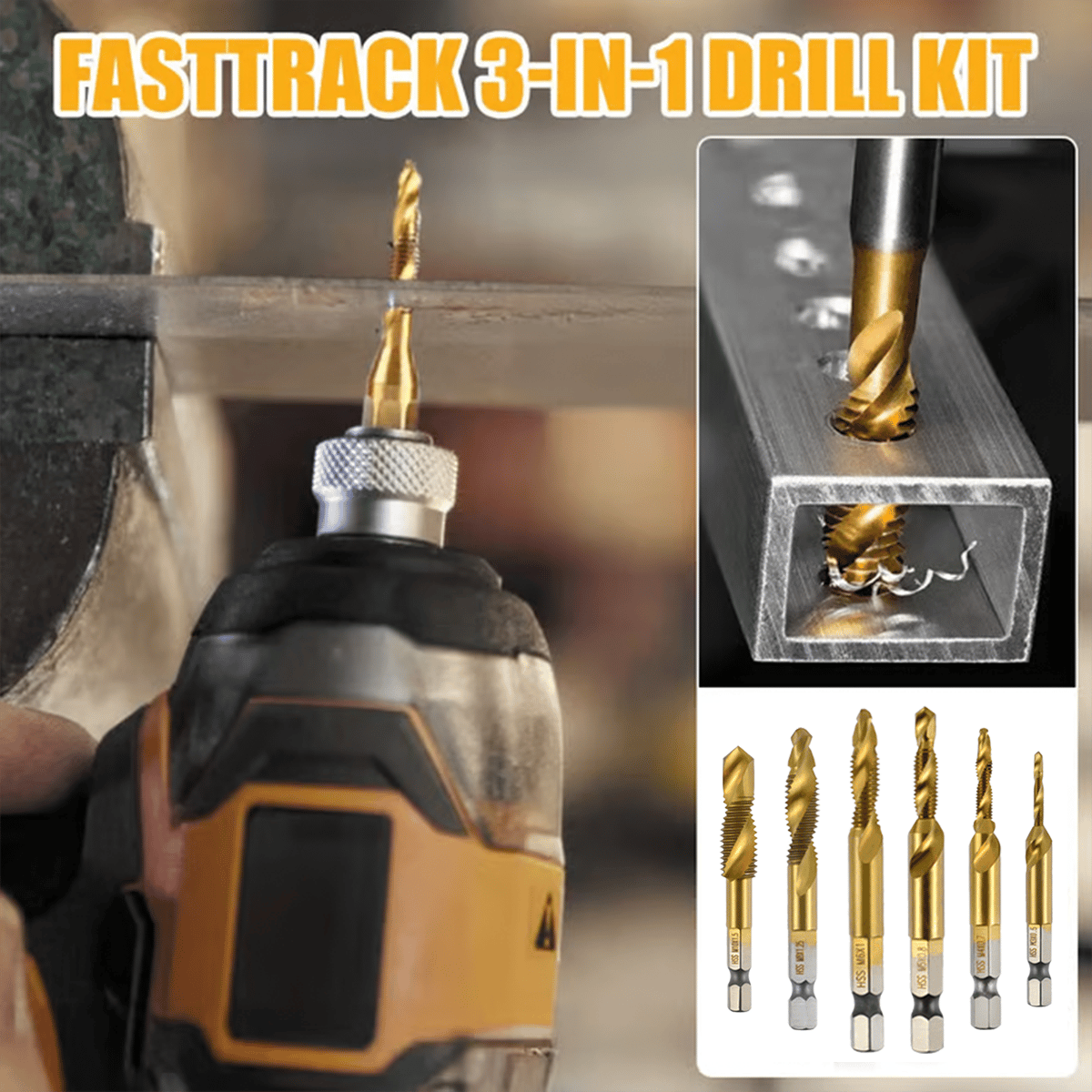 🔥3 In 1 Spiral Tap Hex Shank Drill Bit Set
