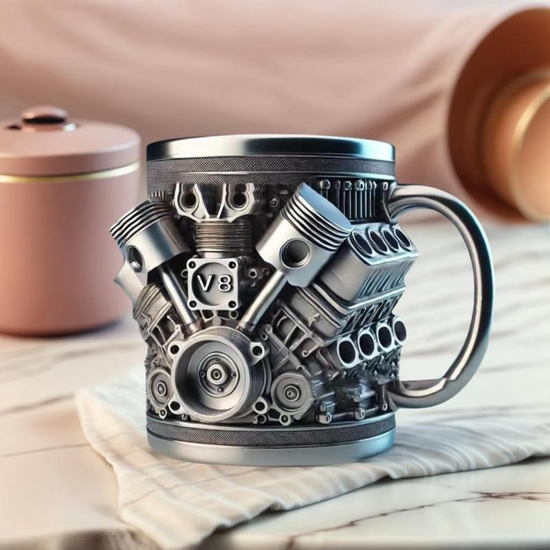Stainless Steel Mug - V8 Engine Design