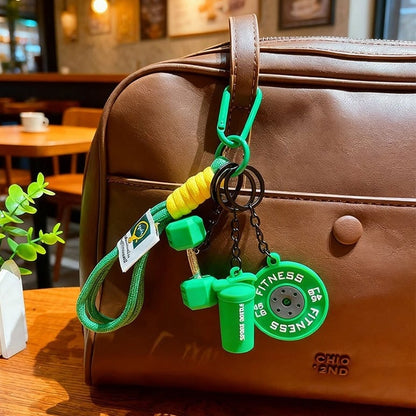 Creative Mini Gym Barbell Plate Keychain
