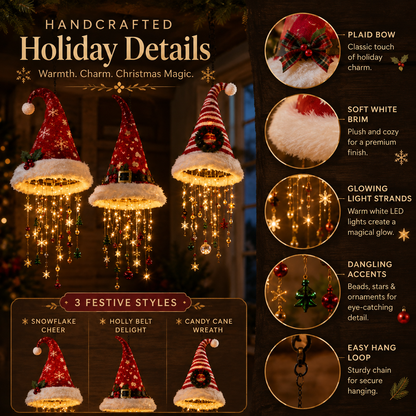 🔥Today 49% OFF🎅 Lighted Santa Hat Hanging Chandelier 🎄