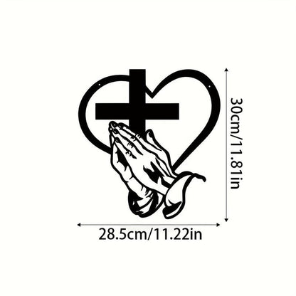 ✨Elegant Metal Christian Heart & Cross Wall Art