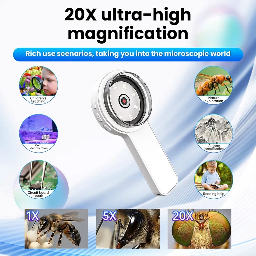 20X Digital Microscope 2.0 inch IPS Video Coin Microscop With Magnifying Glass