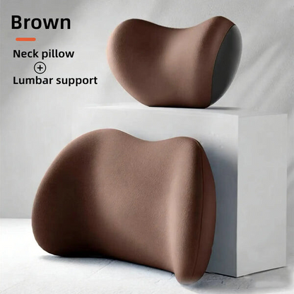 NIRACL Car Driving Car Pillow Set Neck and Waist Black Foam Neck Pillow Memory Lumbar Pillow