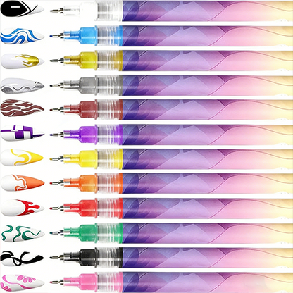 🎨12 Colors Nail Art Pens Set