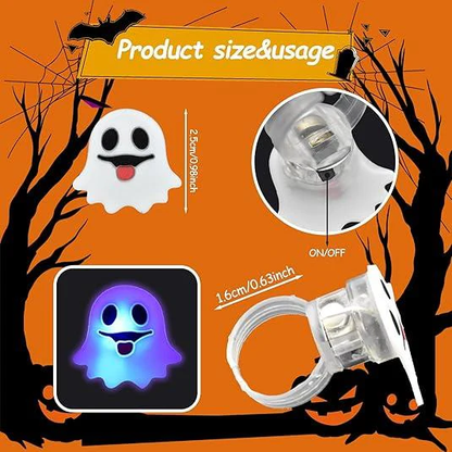 🔥 Halloween 50Pcs LED glowing ring(Featuring 18 creepy-cute shapes)