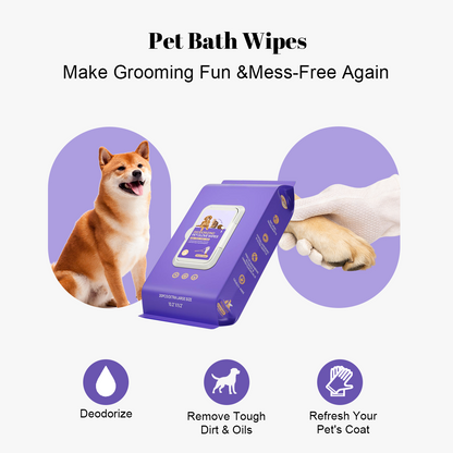 Pet Cleaning Glove Wipes: No-Rinse Waterless Bath (20 Pack)