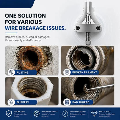🔧Drill-Powered Broken Pipe Thread Extractor – Universal 1/2", 3/4" & 1" Broken Pipe Nipple Remover Tool