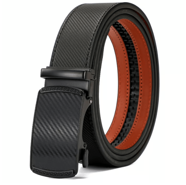 Leather Ratchet Belt With Adjustable Buckle