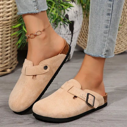 Women's Comfortable Slippers Suede Leather Cork Footbed