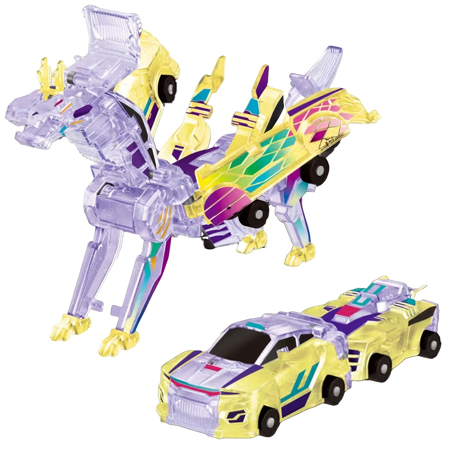⛄2-in-1 Transforming Race Car Dinosaur Automatic Transforming Toy