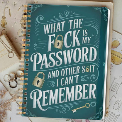 🔥 📅Funny Password Notebook - Spiral Bound with Lock Icons & Funny Security Phrases✍️