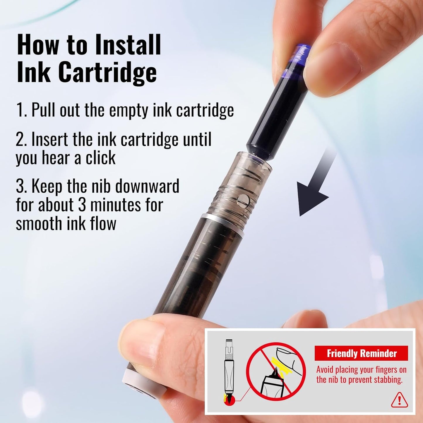 Fountain Pen Retractable:0.38mm Blue&Black