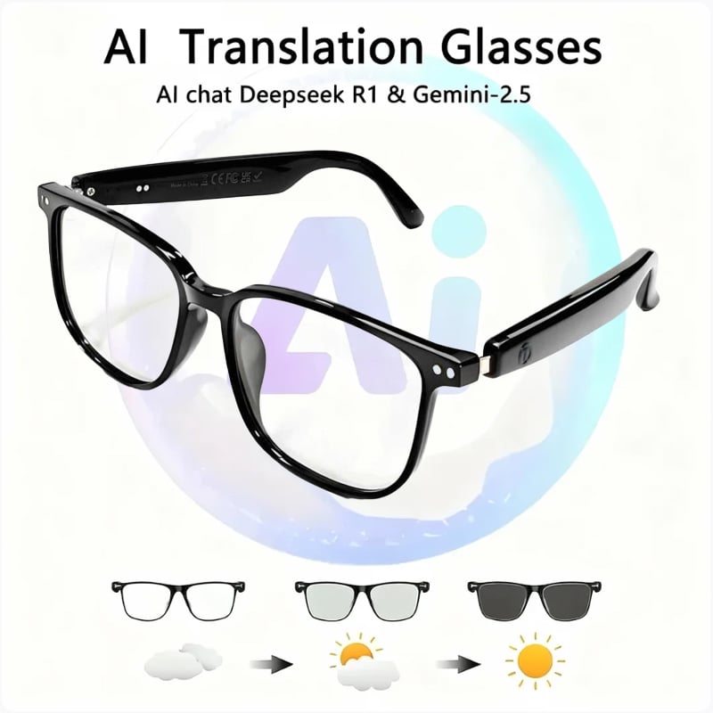 🔥 AI Interpretation Smart Glasses🕶️164-Language Translation, Photochromic Lenses, AI Chat & Hands-Free Audio
