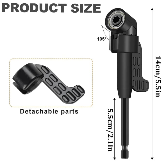 🔥 🛠️6Pcs Right Angle Drill Attachment Set with 105° Angle Drill Adapter and Impact Grade Socket Adapter