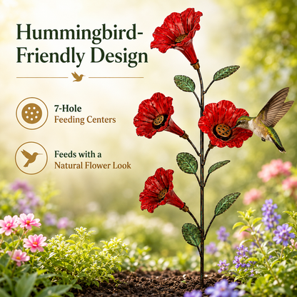 Vintage 4-Flower Hummingbird Feeder Garden Stake