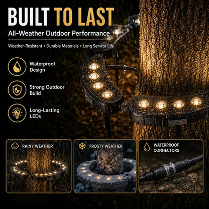 🌳💡 Ring-Shaped Solar Tree Lights – Weatherproof Outdoor Spotlights Ideal for Trees, Pillars, and Gardens